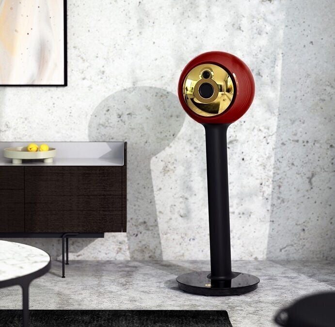 Node Audio Hylixa Signature speakers: spiral labyrinth, nylon and fiberglass on stainless steel base