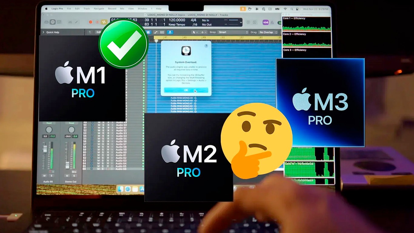 The Apple M1 Pro chip turned out to be more productive than the M2 Pro and M3 Pro when working in Ableton Live, Logic Pro and Pro Tools