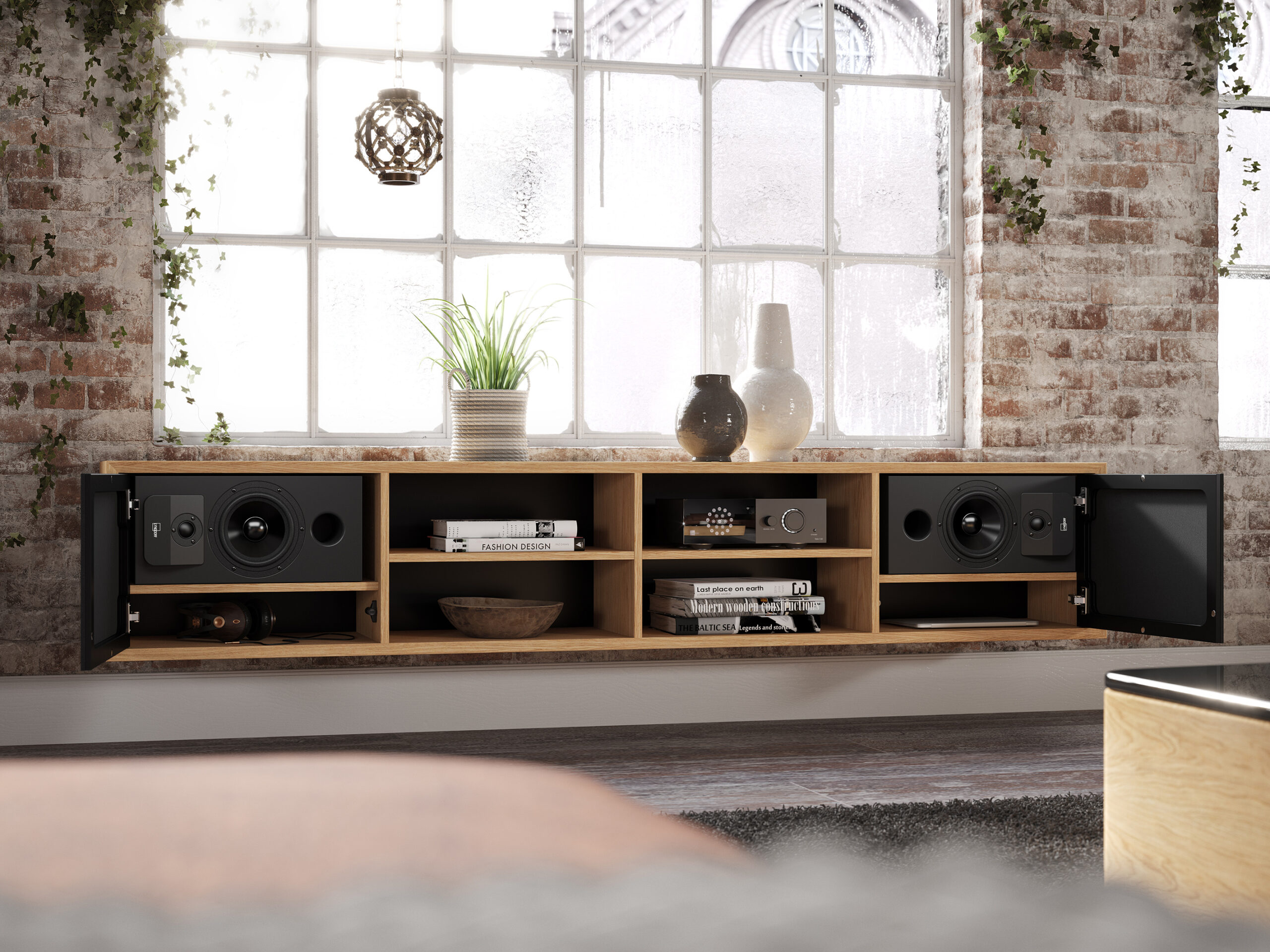 Designed for placement inside cabinets and furniture, the CS-1 is a solid MDF construction with a durable and easy to clean matte-black lacquer.