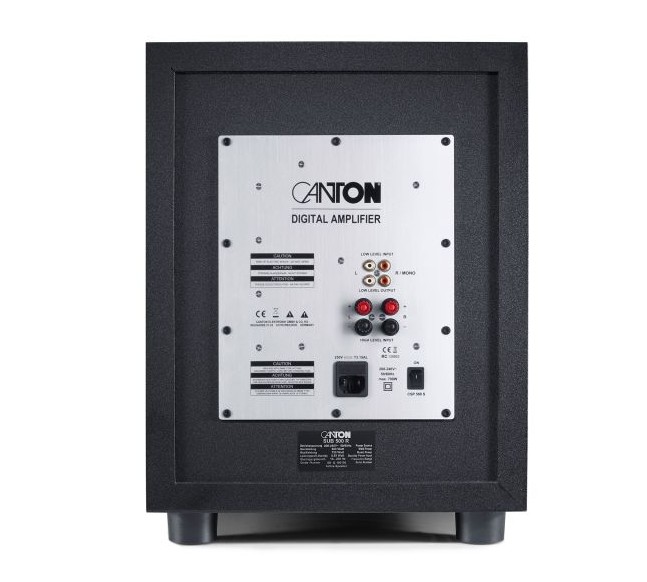 The Canton SUB 501 offers a high degree of flexibility when integrating into existing audio systems. Thanks to the high and low level inputs, the subwoofer can be easily connected to an amplifier or AV receiver. (Image: Canton)