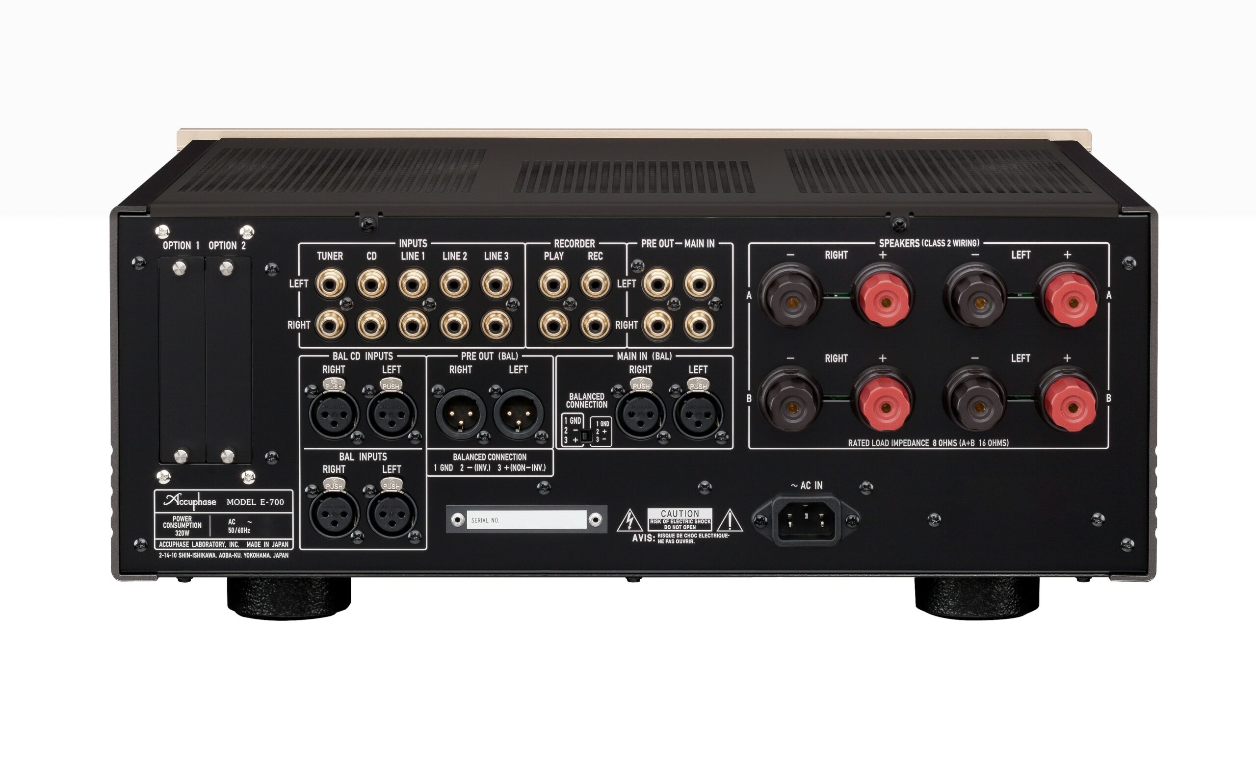 Accuphase E-700 back inputs and outputs