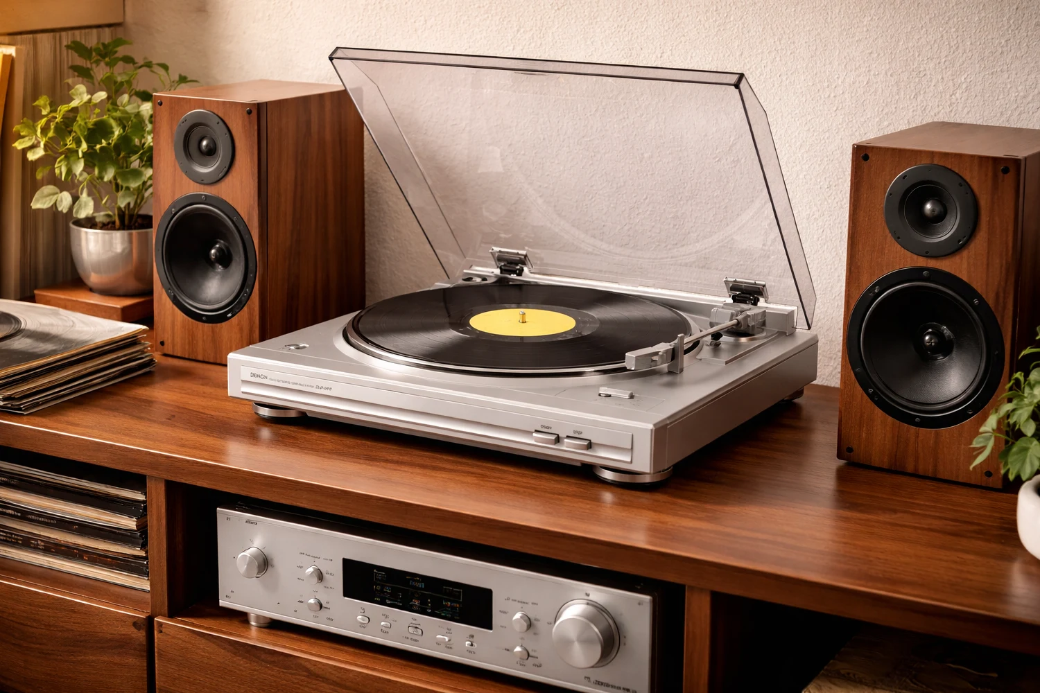 Denon DP-29F brings classic vinyl playback to everyone with automatic operation, pre-mounted cartridge, and a built-in phono stage for simple systems.