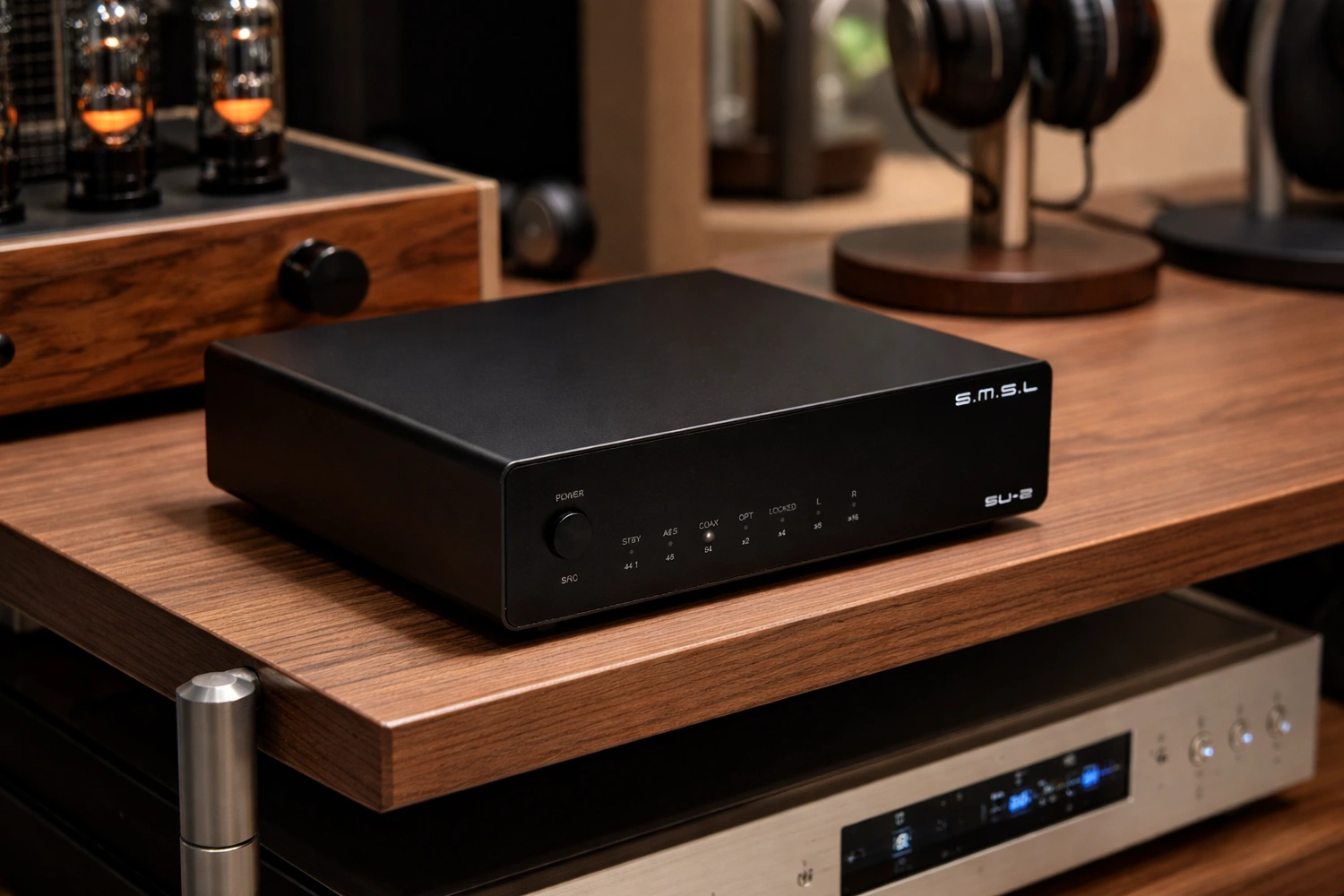 SMSL SU-2 is a compact, fully balanced desktop DAC with ES9039Q2M conversion, XLR and RCA outputs, and professional digital inputs for clean, accurate hi-fi sound.