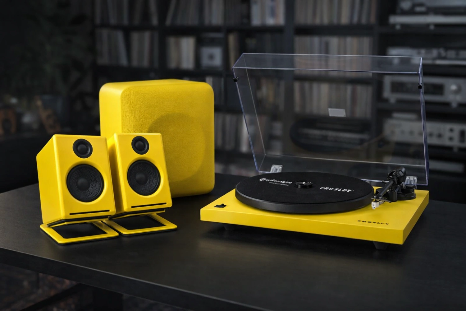 Audioengine unveils its 2026 Color of the Year: Limoncello Yellow. The limited A2+ speakers feature Bluetooth 5.3, aptX Adaptive, and a premium lacquer finish—joined by the S6 subwoofer and Crosley C6 turntable for a bold, compact hi-fi system.