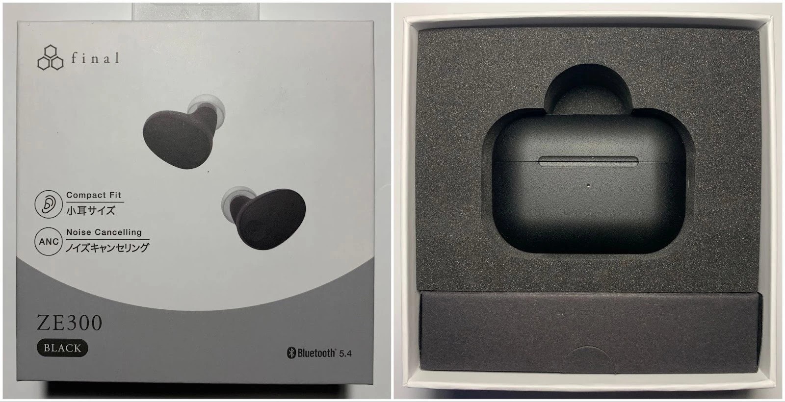 The Final Audio ZE300 comes in a small white-gray box made of sturdy and fairly thick cardboard. The brand logo is located on top, and in the center is an image of the headphones in the color that is inside the box; in my case, it is the black version.
