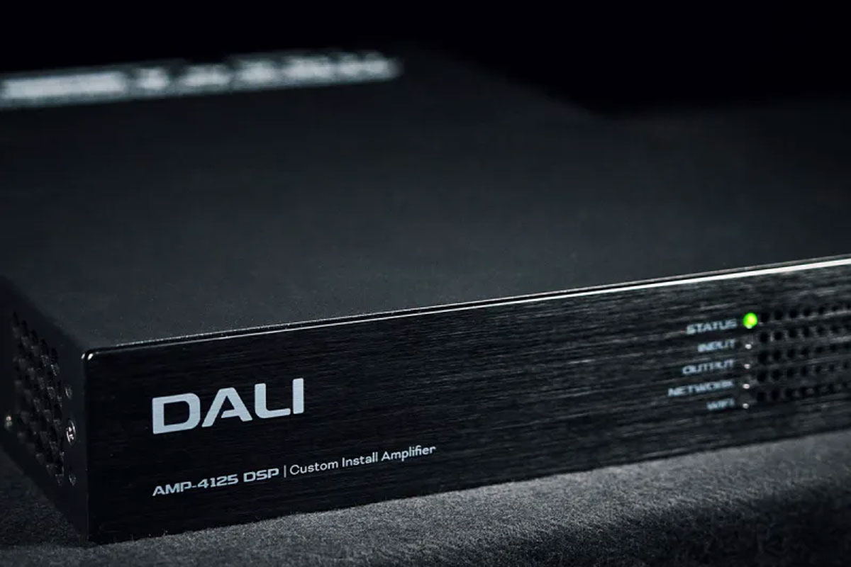 The Class D output stage delivers four channels of 125 watts in a compact, efficient design.