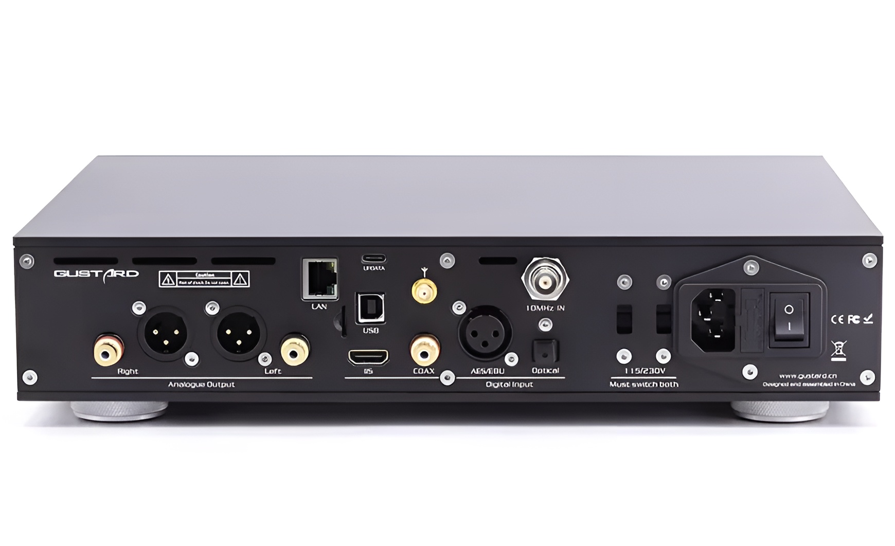 The hardware upgrade is complemented by a new Network Bridge with expanded streaming capabilities via Roon Bridge, AirPlay, UPnP, Spotify, and NAA. Furthermore, the Gustard R26II supports native 1-bit DSD processing, delivering pure and natural sound.