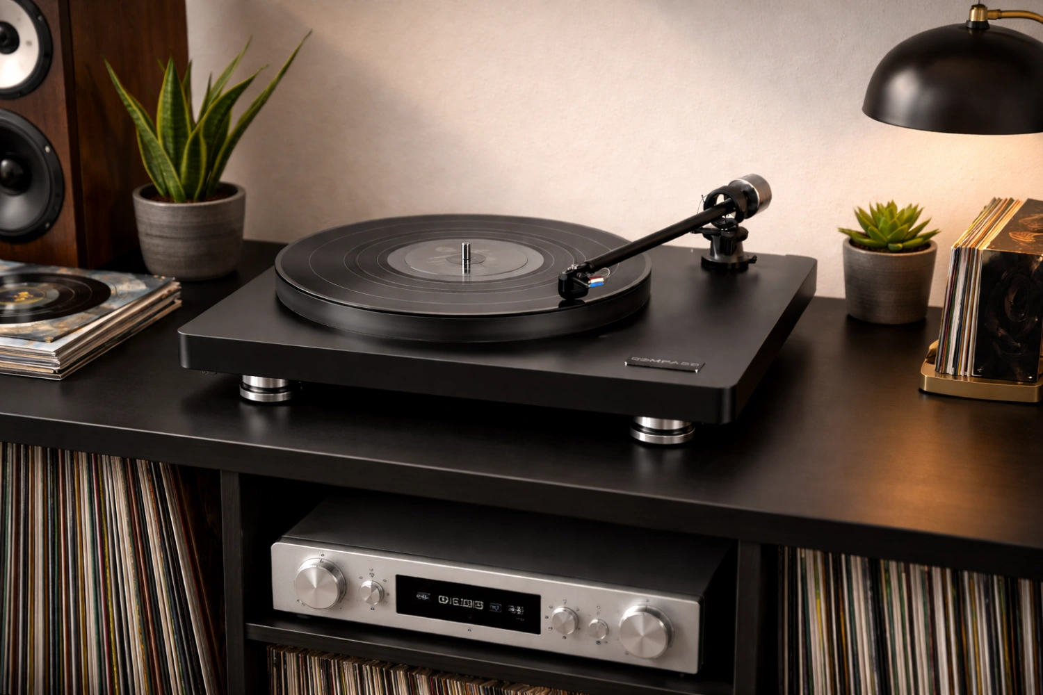 The Clearaudio Compass is a precision belt-drive turntable featuring a 20 mm acrylic platter, T1 tonearm, N1 MM cartridge, and ±0.05% speed accuracy—bringing authentic German audiophile engineering to vinyl lovers.