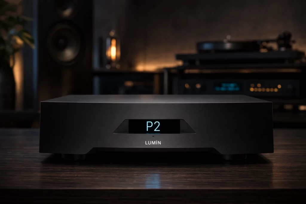 The Lumïn P2 is a high-end network music hub combining streaming, dual ESS ES9038PRO DACs, femto clocks, and a linear power supply with toroidal transformers. Supporting PCM 32-bit/384kHz and DSD512, it delivers reference-grade digital playback, preamp functionality, and seamless integration with Roon, TIDAL, Qobuz, and HDMI ARC systems.