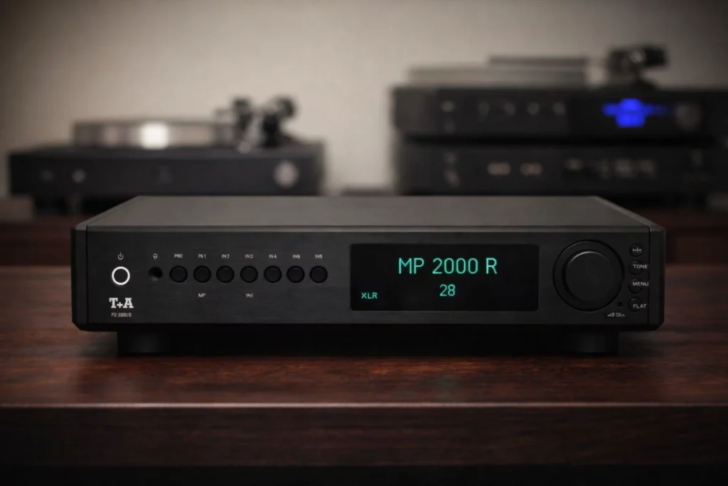 The T+A PA 2000 R integrated amplifier delivers up to 200W per channel with discrete Class-A stages, HV-inspired circuitry, MOSFET drivers, and ultra-wide bandwidth up to 300 kHz—built for serious audiophile systems seeking precision, power, and musical transparency.